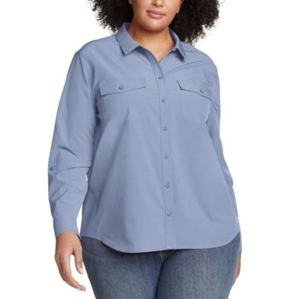 Eddie Bauer Women XXL Departure Stretch Moisture Wicking Outdoor Shirt UPF 50